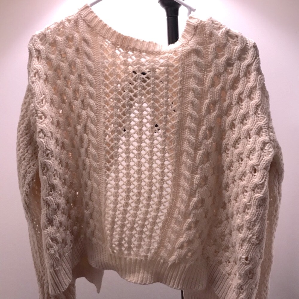 TOPSHOP Cream Knitted Open Back Sweater 10